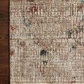 Leigh Ivory Multi Rug with a distressed design featuring ivory, brown, blue, and rust colors and a textured polyester pile