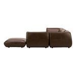 Back view of Zeppelin sectional highlighting modular sections and smooth dark brown leather upholstery