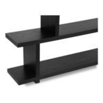Close-up detail of Miri Small Shelf corner with visible wood grain on black ash veneer surface