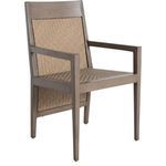 Savannah arm chair with woven raffia seat viewed from left side, no cushion