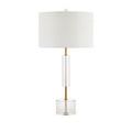Deville Table Lamp standing alone on white background with clear optic crystal and brass stem details visible