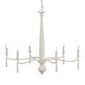 Side angled view of Donnybrook Chandelier showing graceful curves of six arms and twine details