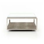 Tight shot of base corner highlighting the polished stainless steel frame angles
