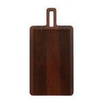 Yami Brown bread board with narrow vertical grooves and rectangular handle in dark carbonized ash wood