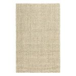 Chevron-patterned handwoven jute area rug in natural beige, rectangular shape with textured surface