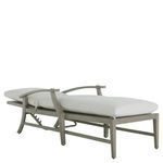Croquet Aluminum Chaise angled front view with adjustable taupe backrest and white cushion