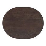 Top view of Tommy nightstand showing oval-shaped dark brown oak veneer surface