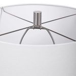 Interior view of the Nora Table Lamp showing metal frame structure inside the white fabric shade