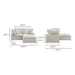 Terra sectional with annotated dimensions: 62"W sofa, 76"W total width, 32"H back height, 24" ottoman height