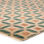 Product Image 2 for Gyasi Hand Knotted Geometric Green/Cream Rug from Jaipur