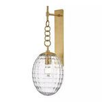 Venice 1 Light Wall Sconce with egg-shaped quilted clear glass diffuser and brass-finished metal fixture