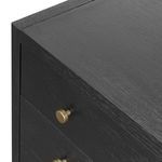 Close-up angled corner of top and side panels highlighting texture and joinery