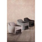 Front and side dimensions of the Kenzie Accent Chair with height, width, and depth measurements
