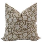 Square shaped pillow cover showing full front floral block print design