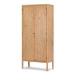 Knightdale Brown Wooden Cabinet angled view showing front and side panel wood grain