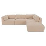 Beige Matina Dream modular sectional sofa with clean lines, sculptural curves, oversized cushions, and plush chenille fabric