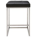 Chi Counter Stool front view showing square frame base and tufted seat top