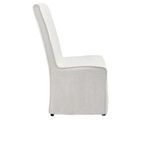Side profile of Jordan dining chair revealing seat depth and straight back design