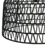 Close-up detail of black woven paper rope showing triangular pattern of pendant shade