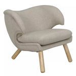 Close-up angled view highlighting soft Ocean Grey fabric texture and wooden legs of Valerie Chair