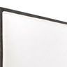 Close-up focusing on edge piping along crisp white upholstery and dark oak frame