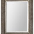 Contemporary rectangular Taylor mirror with wide textured silver frame featuring fine horizontal ridges