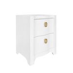Helena Side Table angled view showing curved sides and base with sculptural oval gold handles