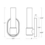 Technical line drawing with front and side dimensions including depth of 4 inches and height of 11 inches