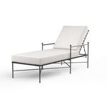 Front left angle of Provence Chaise Lounge with cushion and metal frame fully visible