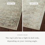 Close-up showing the rug's dynamic pile with light and dark sides creating color variation depending on the viewing angle