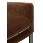 Front left corner with detailed view of seat cushion thickness and edge stitching