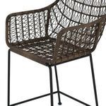 Close-up showing woven wicker pattern on the backrest and armrest of Bandera Bar Stool