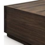 Detailed view of side panel wood grain and smooth finishes on the teak surface
