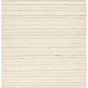 Handwoven cream rug with thin taupe horizontal stripes in a flat rectangular shape