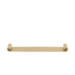 Long aged brass metal tray with curled ends, raw brass antique finish, smooth flat base