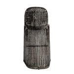 Back view showing full curvature and vertical rattan pattern of bar stool