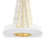 Straight-on front view of Prattsburgh chandelier showing full round disc and centered gold ring