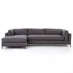 Front view of Grammercy sectional showing two-seat cushions and chaise extension on the left