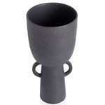 Angled top view showing the vessel’s wide opening and contrasting circular handles on the narrow base