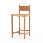 Largo Stool with solid mango wood angular frame and woven banana leaf seat in natural finish