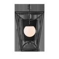 Rochefort sconce front view highlighting trapezoidal black backplate and central globe