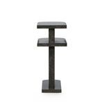 Casey Side Table rear view emphasizing clean lines and dark textured wood grain finish