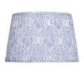Lenore lamp shade viewed straight on with evenly distributed dot pattern and blue border trim