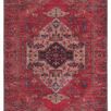 Red and brown Monroe Medallion rug with distressed vintage medallion pattern and abrashed deep hues