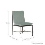 Roma Side Chair showing front side dimensions and height measurements
