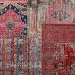Patchwork style collage of rugs in various colorful designs and patterns