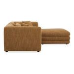 Opposite side view emphasizing depth of chaise and textured fabric grain