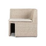 Side profile view highlighting rattan weave pattern and cushion thickness