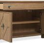 Hall chest with drawer and doors open showing interior fixed shelf and storage space