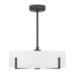 Ceiling mounted view of Mansell 4-Light Fan D'Lier with visible mounting base and down rod